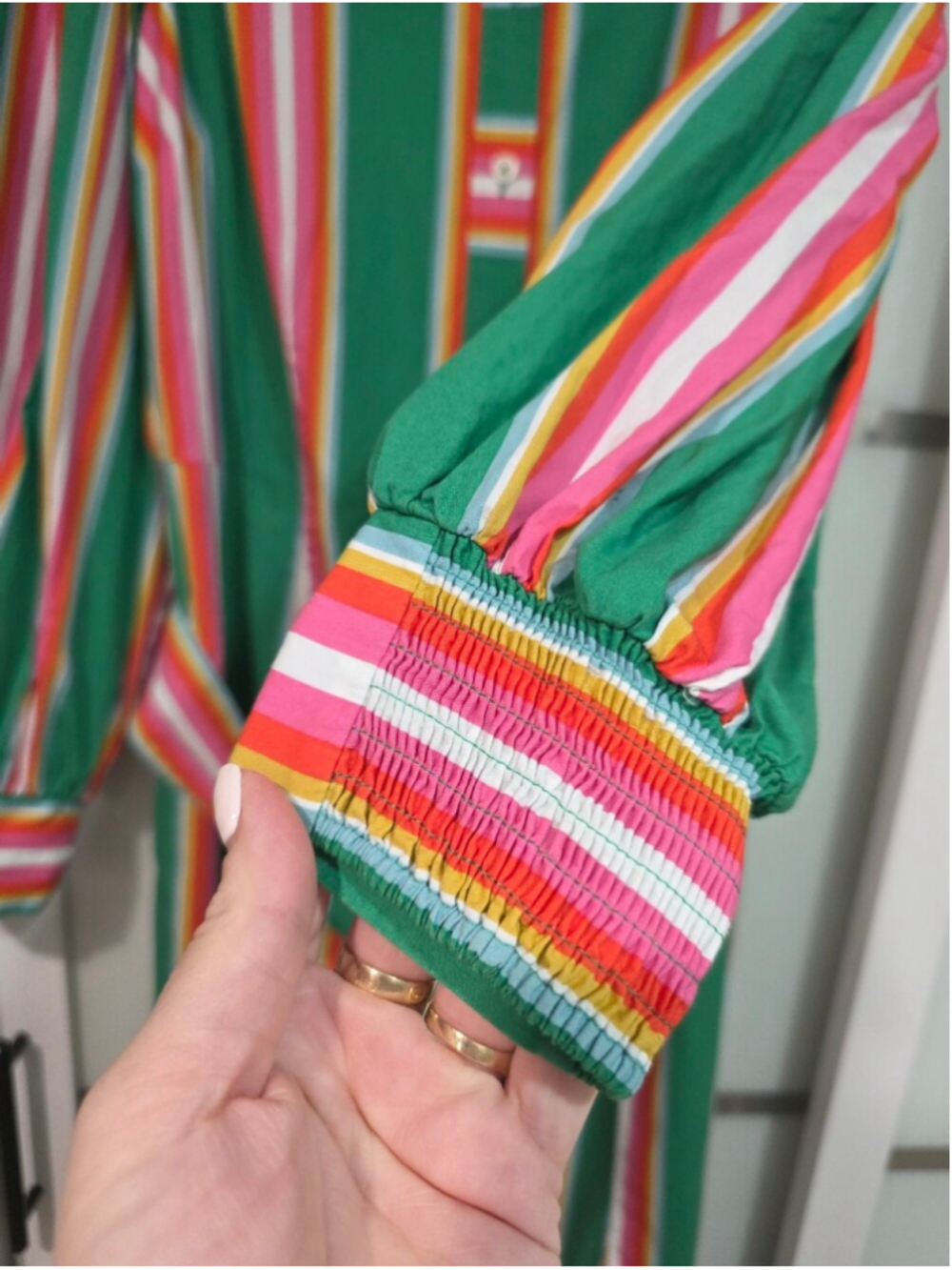 Boden Astrid Green Multicolor Stripe Midi Shirt Dress Size US 10R - Picture 8 of 16